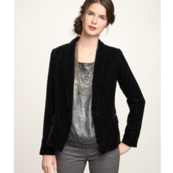GAP Black Velvet Single Button Blazer - Picture 1 of 8